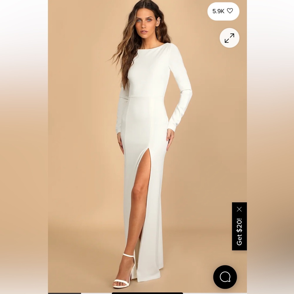 Romantic Moments White Lace Long Sleeve Maxi Dress
